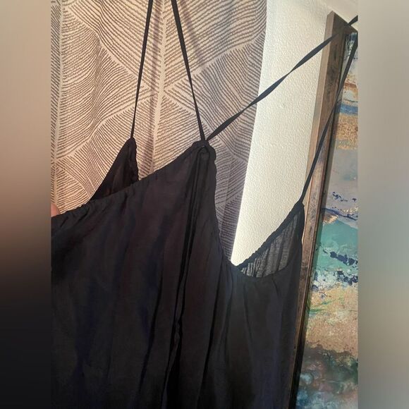 Akemi + Kin Anthropologie Womens Small Black  Suspender Jumpsuit Wide Leg - Picture 11 of 12